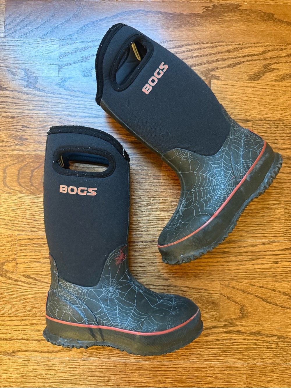 BOGS Black Spider Pull-On Rain Boots Sz 10
